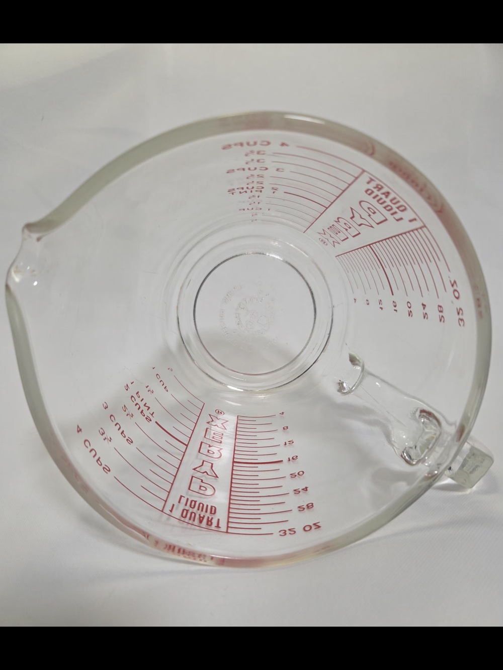 Pyrex Clear Glass Measuring Pitcher with Red Markings
